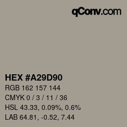 颜色代码: HEX #A29D90 | qconv.com