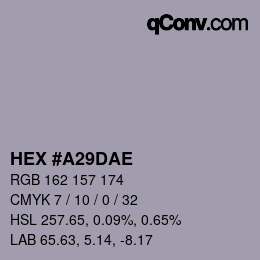 Color code: HEX #A29DAE | qconv.com