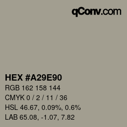 Código de color: HEX #A29E90 | qconv.com