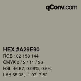 颜色代码: HEX #A29E90 | qconv.com