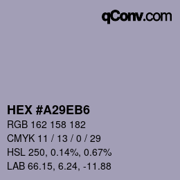 Color code: HEX #A29EB6 | qconv.com