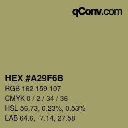 Farbcode: HEX #A29F6B | qconv.com