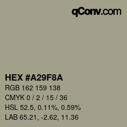 カラーコード: HEX #A29F8A | qconv.com