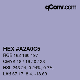 Código de color: HEX #A2A0C5 | qconv.com