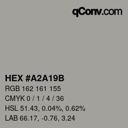 Farbcode: HEX #A2A19B | qconv.com