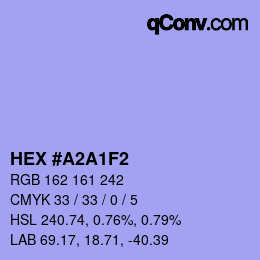 Color code: HEX #A2A1F2 | qconv.com