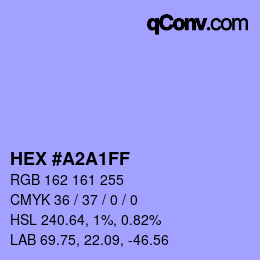 Color code: HEX #A2A1FF | qconv.com