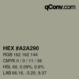 Código de color: HEX #A2A290 | qconv.com