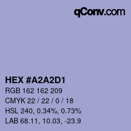 Color code: HEX #A2A2D1 | qconv.com