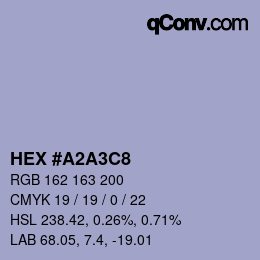Color code: HEX #A2A3C8 | qconv.com