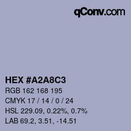 颜色代码: HEX #A2A8C3 | qconv.com