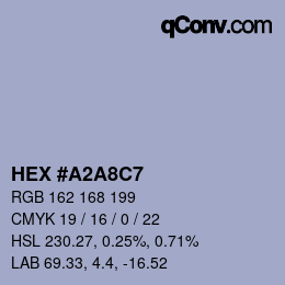 カラーコード: HEX #A2A8C7 | qconv.com