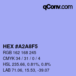 Color code: HEX #A2A8F5 | qconv.com