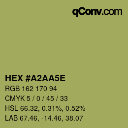 Color code: HEX #A2AA5E | qconv.com