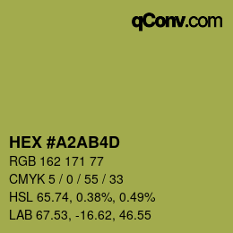 Color code: HEX #A2AB4D | qconv.com