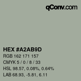 Color code: HEX #A2AB9D | qconv.com