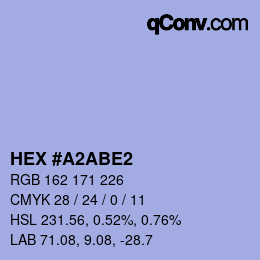 Color code: HEX #A2ABE2 | qconv.com
