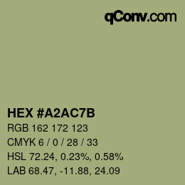 Color code: HEX #A2AC7B | qconv.com