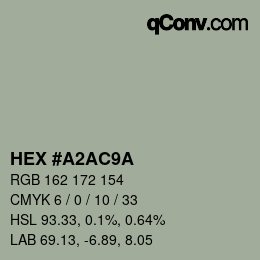 Código de color: HEX #A2AC9A | qconv.com