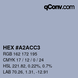 颜色代码: HEX #A2ACC3 | qconv.com