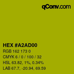 颜色代码: HEX #A2AD00 | qconv.com