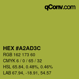 Color code: HEX #A2AD3C | qconv.com