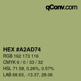 Color code: HEX #A2AD74 | qconv.com