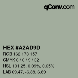 颜色代码: HEX #A2AD9D | qconv.com