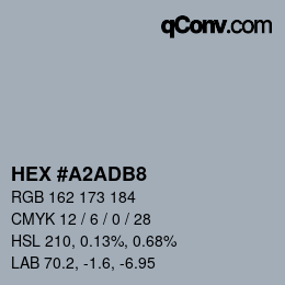 Code couleur: HEX #A2ADB8 | qconv.com