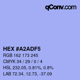 Color code: HEX #A2ADF5 | qconv.com