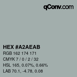 Color code: HEX #A2AEAB | qconv.com