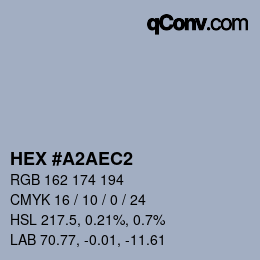 Color code: HEX #A2AEC2 | qconv.com