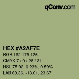 Color code: HEX #A2AF7E | qconv.com