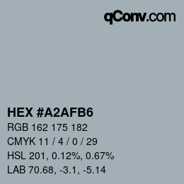 Color code: HEX #A2AFB6 | qconv.com