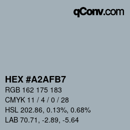 Color code: HEX #A2AFB7 | qconv.com