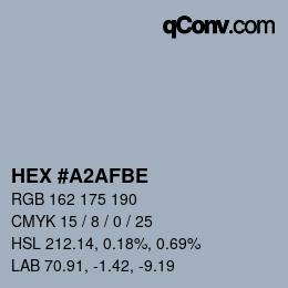 Color code: HEX #A2AFBE | qconv.com