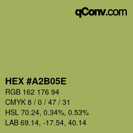 Color code: HEX #A2B05E | qconv.com