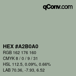 Color code: HEX #A2B0A0 | qconv.com