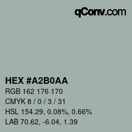 Color code: HEX #A2B0AA | qconv.com