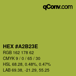 Color code: HEX #A2B23E | qconv.com