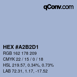 Color code: HEX #A2B2D1 | qconv.com