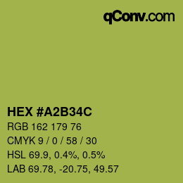 カラーコード: HEX #A2B34C | qconv.com
