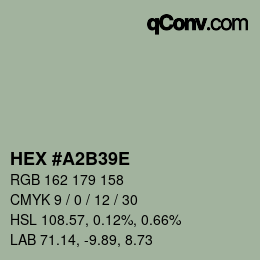 Farbcode: HEX #A2B39E | qconv.com