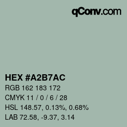 カラーコード: HEX #A2B7AC | qconv.com