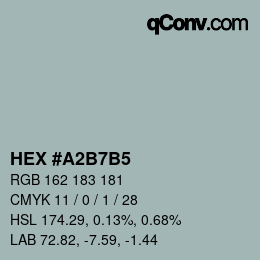 Color code: HEX #A2B7B5 | qconv.com