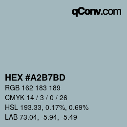 カラーコード: HEX #A2B7BD | qconv.com