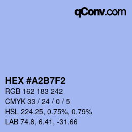 颜色代码: HEX #A2B7F2 | qconv.com