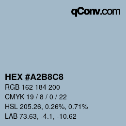 カラーコード: HEX #A2B8C8 | qconv.com