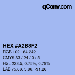 颜色代码: HEX #A2B8F2 | qconv.com