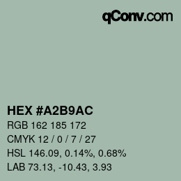 颜色代码: HEX #A2B9AC | qconv.com